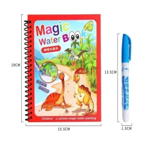 Carte Magica de Colorat, Lumea Dinozaurilor, Stilou Reutilizabil cu Apa, 8 pagini, Carton, Multicolor, 2 ani+ - Img 2