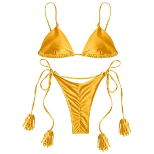 Costum de Baie, Doua Piese, Snur Dublu, Yellow - Img 2