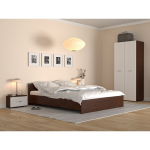 Dormitor Amelia Wenghe/Alb, Sifonier, Pat, Doua Noptiere, Pal Melaminat 18 mm, 160x200 cm