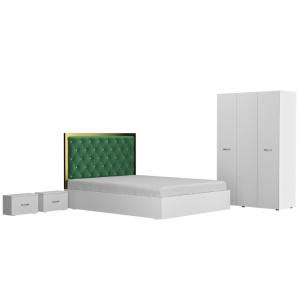 Dormitor Natura Soft Verde, Sifonier, Pat, Doua Noptiere,160x200 cm - Img 2