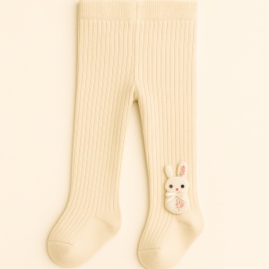 Dres cu Talpa pentru Copii, Crem, cu Iepuras Mic, Bumbac Gros