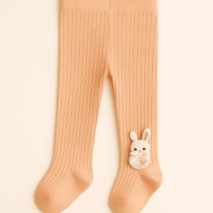 Dres cu Talpa pentru Copii, Nude, cu Iepuras Mic, Bumbac Gros
