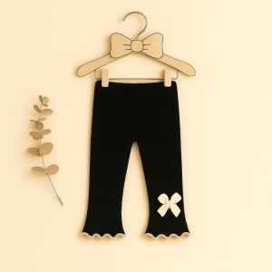 Dres Fara Talpa pentru Copii, Negru, cu Funda Crosetata Crem, Bumbac Gros