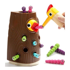 Joc Interactiv Ciocanitoarea si Puiul, Indemanare, Magnet, Multicolor, 10 piese - Img 2
