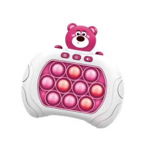 Joc Interactiv Consola Pop It, Cu Muzica Si Lumini, Antistres, Model 7, Plastic, Fucsia/Alb, 3 ani+