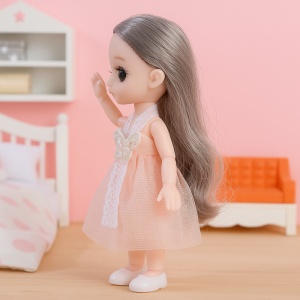 Jucarie Mini Papusa, Corp Tare si Mobil, Peach, 18 cm - Img 2