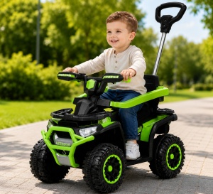 Mașinuță Ride-On ATV 4x4 pentru Copii cu Mâner de Împingere, Verde - Img 6