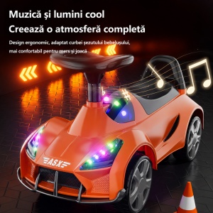 Mașinuță Sport pentru Copii 1-3 Ani cu Depozitare, Lumini și Efecte Muzicale , Portocaliu - Img 2