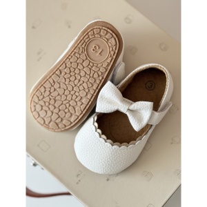 Pantofi Bebe, cu Fundita, Alb - Img 2