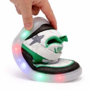 Pantofi Sport pentru Copii cu LED, Negru-Verde, Talpă Luminoasă Flexibilă, Închidere cu Scai, Design Modern și Confortabil - Img 3