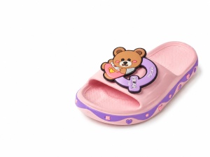 Papuci Copii Roz cu Ursuleț, Spumă, Antiderapanți