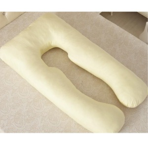Perna Multifunctionala Gravide, Forma U, Interior Fibre de Poliester, Husa Bumbac, Crem