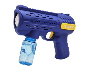 Pistol pentru Baloane de Săpun Model Bubble Ranger Albastru-Galben, cu Lumini LED, Funcționare pe Baterii