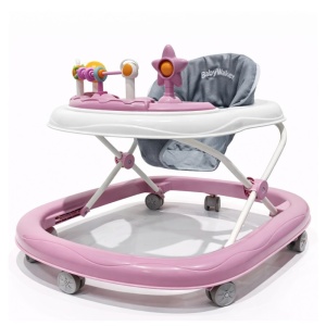 Premergător Bebeluși Roz-Alb cu Panou de Joacă, Scaun Ergonomic, 6luni +
