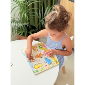 Puzzle Montessori din Lemn, Model Animale Marine, 7 Piese, Dimensiune 30x22.5 cm - Img 2