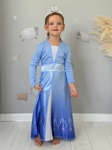 Rochie Fetite pentru Carnaval model Regina Ghetii, Saten si Voal, Albastru - Img 2