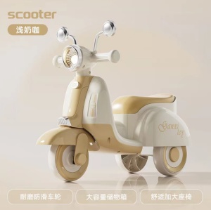 Scooter Crem pentru Copii cu 3 Roți, Far LED, Direcție 135° și Compartiment Depozitare – Ride-On pentru Copii 1-6 Ani - Img 8
