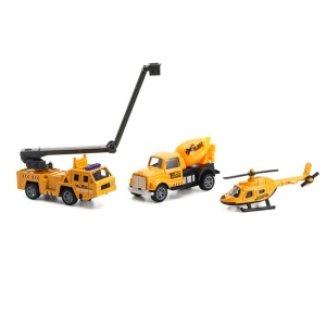 Set 3 Masinute Inginerie, Model 3, Galben, Plastic si Metal, 8 cm, 3 ani+