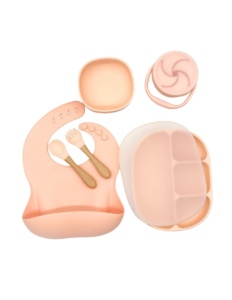 Set de Diversificare Bebe, Silicon, 6 Piese, Peach