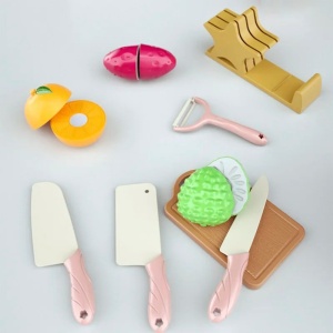 Set de Joaca Fructe pentru Feliat cu Tacamuri, 21 Piese, Plastic, Albastru, 3 ani+ - Img 5