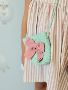 Set Palarie Si Gentuta Pentru Fetite, din Paie, 54 cm, Roz cu Funda Bleumarin - Img 5
