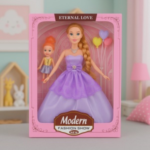 Set Papusi Mama si Copilul, cu Accesorii, Model 2, 30 cm, 3 ani+