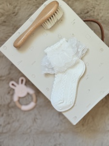 Sosete Cu Volanas Din Tulle, Pentru Fetite, Bej, Marime 25