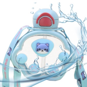 Sticla de Apa Pentru Copii, Cu bareta si Stickere, Bleu, 250 ml - Img 3