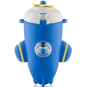 Sticla de Apa pentru Copii, Cu Pai si Bareta, Model Avion, Albastru, 500 ml - Img 5