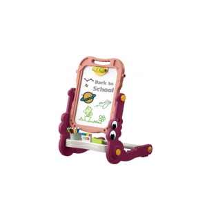 Tabla de Desen Multifuncțională Model Dino Roz 2-în-1, Magnetică & Creta, Pliabilă, cu Accesorii Artist