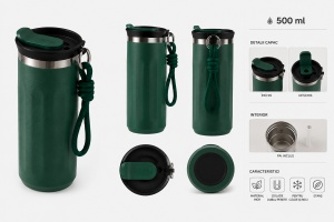 Termos pentru Cafea, cu Maner, Otel Inoxidabil, Verde, 500 ml - Img 4