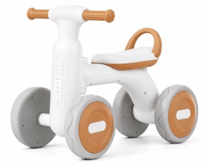 Bicicletă de Echilibru pentru Copii cu Lumini și Muzică, 4 Roți, Alb-Maro, 1-4 Ani