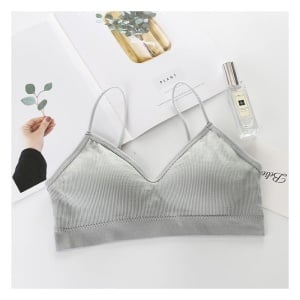 Bustiera Sport pentru Dama, cu Bretele si Spatele Gol, Fara Cusaturi, Model Push Up, Marime S/M, Gri Deschis