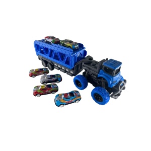 Camion Transportor cu 6 Masini de Cursa, Plastic, Albastru