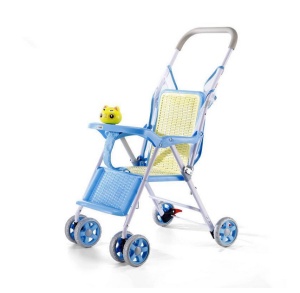 Carucior Pentru Copii, Ultracompact, Model Sport, Roti Duble, Turcoaz - Img 3
