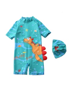 Costum de Baie Copii Intreg Dino Turquoise Doua Piese - Img 2