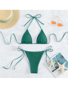 Costum de Baie, Doua Piese, Creponat, Deep Green