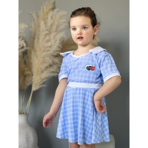 Costum de Baie, Doua Piese, Fusta-Pantalon si Tricou, Sweet Blue, 9-12 ani