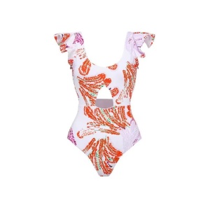 Costum de Baie, Intreg, cu Volane, Imprimeu Floral - Img 2