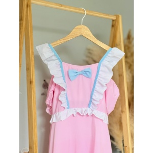 Costum de Baie Intreg pentru Copii, Model Salopeta cu Fustita, Elegance Rose, 56 cm - Img 2