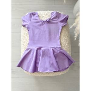 Costum pentru Dans/Gimnastica, Body cu Capse si Fustita, Maneca Scurta, Bumbac, Mov - Img 2