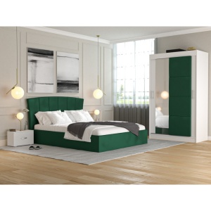 Dormitor Eden Verde cu Dressing și Oglindă 120 cm