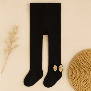 Dres cu Talpa Pentru Copii, Negru, cu Funda Buline, Bumbac Gros