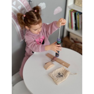 Jucarie de Insirat/Stivuit Montessori, Forme Geometrice, Lemn, 13 Piese, 3 ani + - Img 2