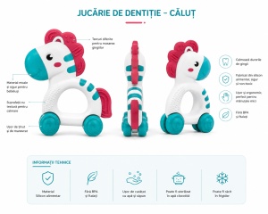 Jucarie pentru Dentitie Bebelusi, Calut, BPA Free Silicon, Multicolor, 3 luni+ - Img 2