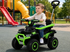 Mașinuță Ride-On ATV 4x4 pentru Copii cu Mâner de Împingere, Verde - Img 3