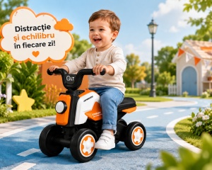 Motocicletă Ride-On pentru Copii Portocaliu, Fără Pedale - Img 3