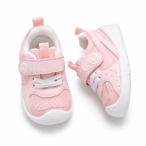 Pantofi Copii Stil Adidași, cu Elastic și Scai, Branț Moale, Talpă din Cauciuc, Roz Pal