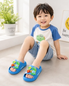 Papuci Copii Albastri din Spumă, Model Dino Slide, Ușori, Confortabili și Antiderapanți - Img 2