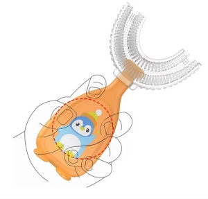 Periuta de dinti pentru Copii, Manuala, Silicon si Plastic, 10 cm, Koala Mov, 2 ani+ - Img 3
